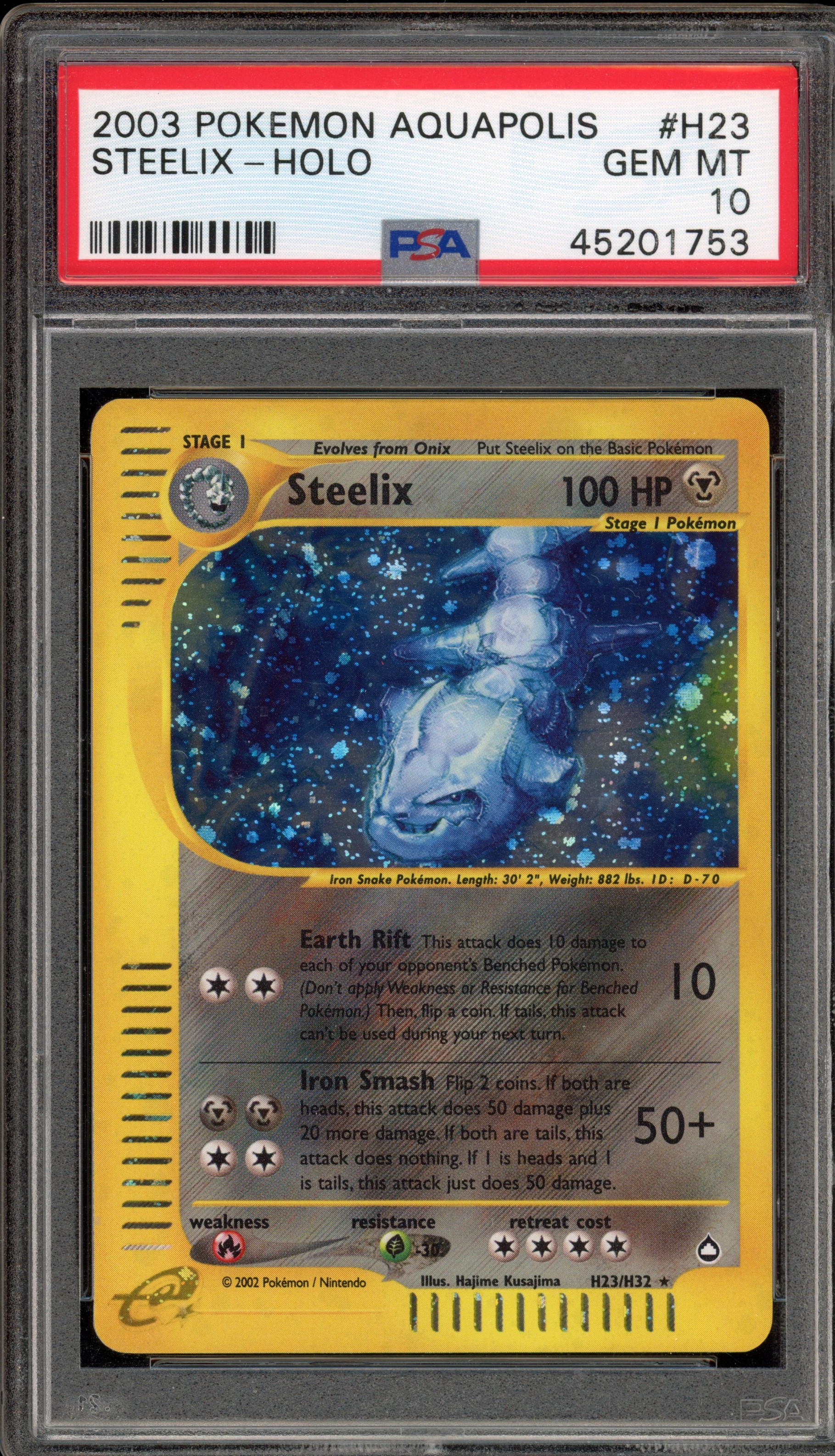 Pokemon Steelix Aquapolis Holo Rare #H23 PSA 10 Gem Mint