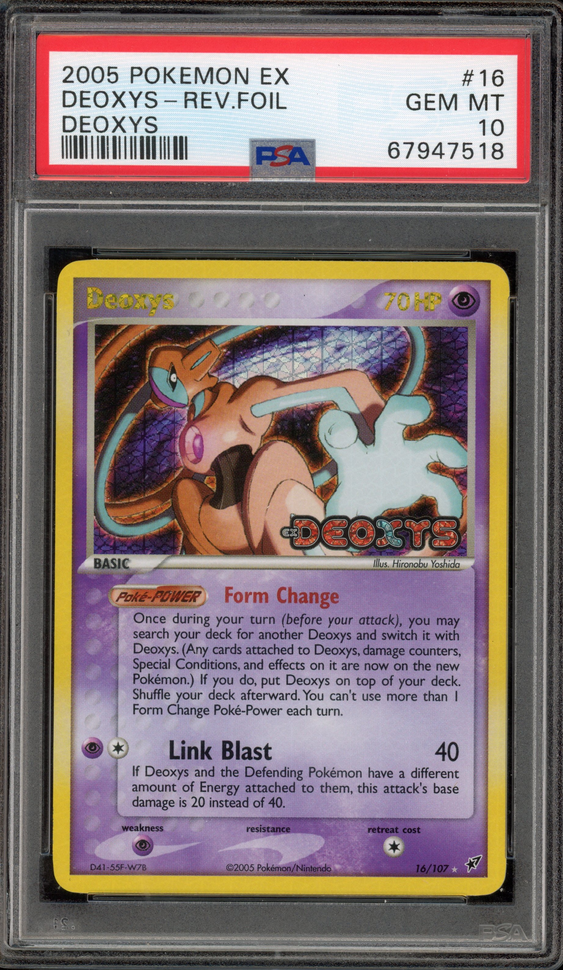 Pokemon Deoxys EX Deoxys Reverse Holo Rare #16 PSA 10 Gem Mint
